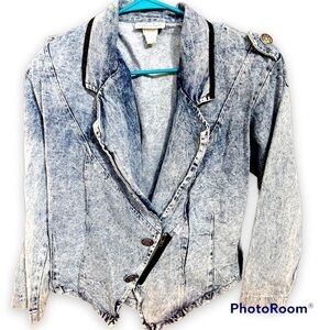 CRISTINA vintage denim blazer jean jacket size Medium